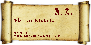 Mérai Klotild névjegykártya